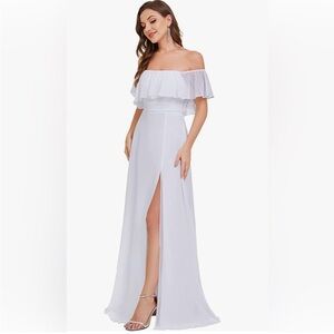 Ever pretty white dress. NWT. Stretchy to fit comfy! Wedding beach shower prom